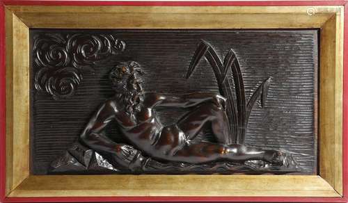 A pair of 17th century style relief carved panels of river gods, one possibly the Nile, the other