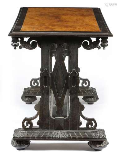 An early Victorian Anglo-Indian ebony library table to a design by Richard Bridgens, after a