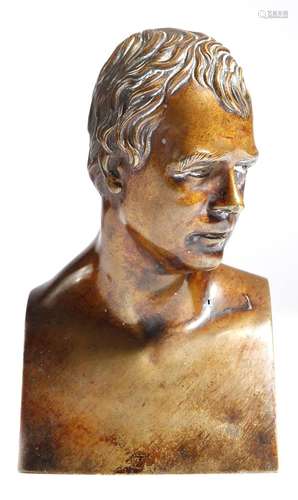 An early 19th century bronze bust of Sir Walter Scott, 16.2cm high.