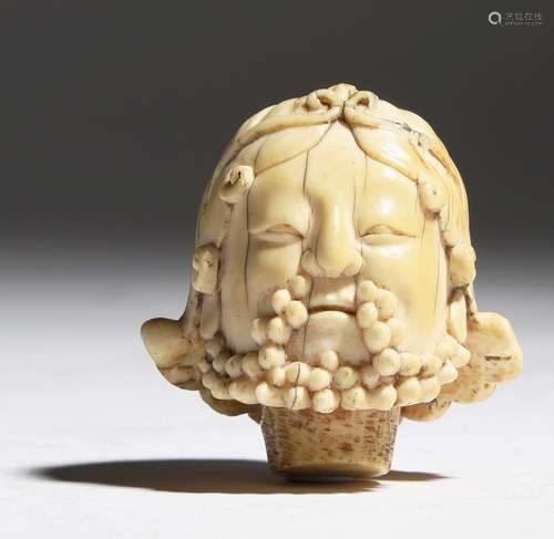 λ A carved ivory bust of a bearded man, possibly Chinese or Indo-Portuguese, 17th / 18th century,