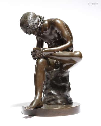 After the antique. A 19th century Italian bronze model of Spinario, 32.5cm high.