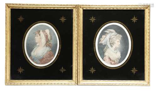 After John Hodges Benwell (1764-1785). A pair of coloured stipple engravings by Francesco