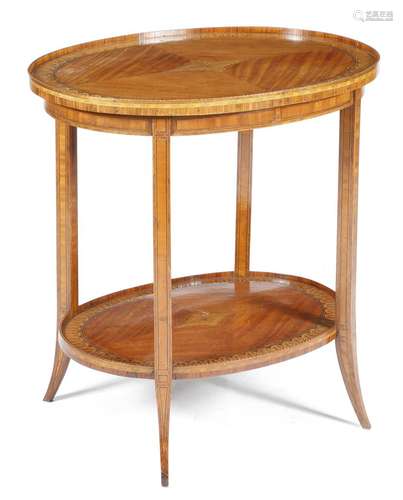 A Victorian satinwood oval occasional table, with kingwood banding and inlaid with dog tooth and