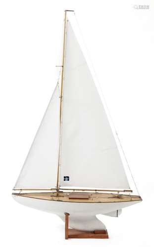 'Bibi Liz'. A mid-20th century racing pond yacht, of plank on frame construction, with full