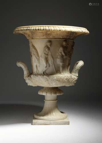 After the antique. An Italian alabaster Grand Tour model of the Medici vase, the detachable rim with