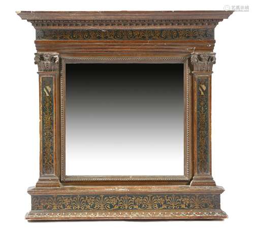 A late 19th century Italian gilt decorated mirror in Renaissance style, the rectangular plate within