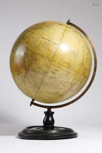 A Philips' twelve-inch terrestrial globe, made of twelve gores, with an oval titled panel, with a