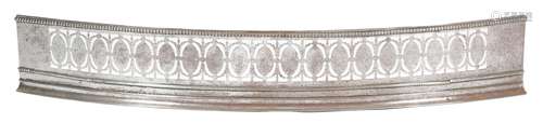 A George III steel bowfront fender, with beaded and pierced decoration, 16.8cm high, 105.9cm wide.