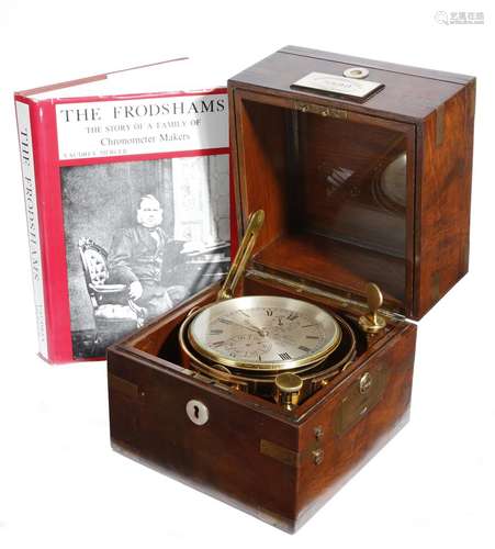 A Victorian walnut cased two day marine chronometer by Frodsham & Keen, the circular single fusee