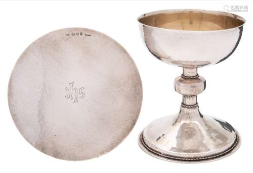 An Elizabeth II hammered silver communion set, maker B & W Ltd, London,