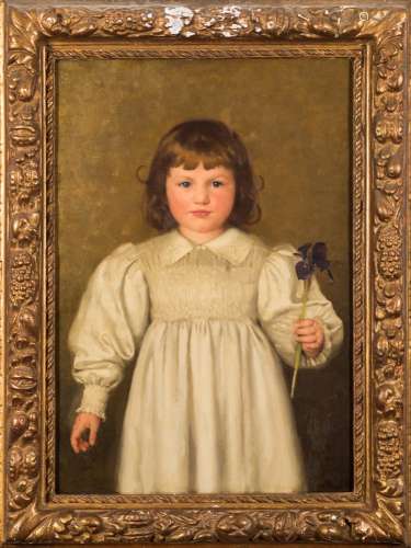 Thomas Cooper Gotch [1854-1931]- Patricia holding an Iris, 1917,