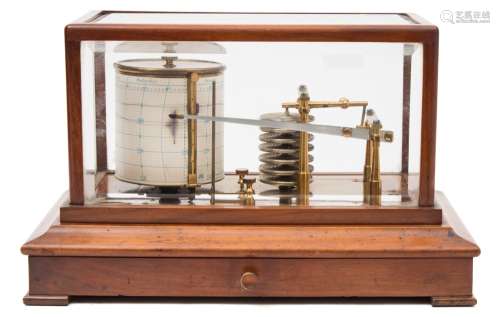 An early 20th century walnut cased barograph:, unsigned,