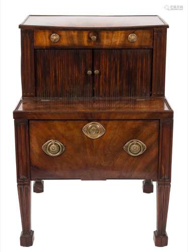 A late 18th Century Dutch mahogany step commode:, with a moulded top,