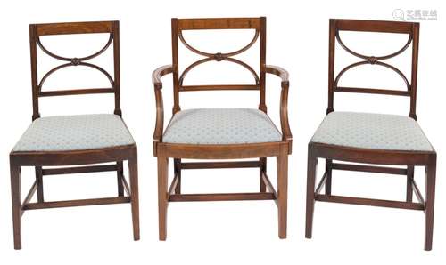 A set of six Regency mahogany dining chairs:,