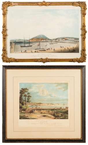 J E Dessiou [19th Century]- West View of Torquay,:- aquatint,