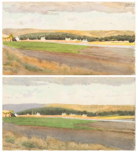 Thomas Cooper Gotch [1854-1931]- Appledore from Instow; landscape and estuary;