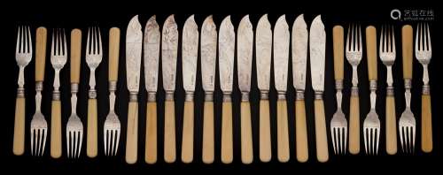 A set of twelve Victorian silver fish forks, maker Levesley brothers, Sheffield,