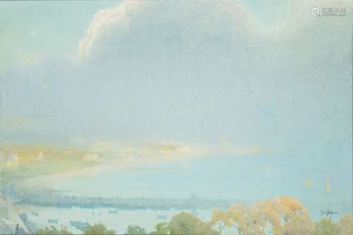 Thomas Cooper Gotch [1854-1931]- Early Morning Autumn; a view of Mounts Bay from Newlyn,