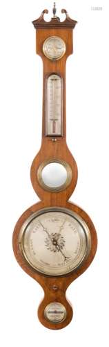 P Barloni, Abergell a 19th Century rosewood banjo barometer: with silvered scales,