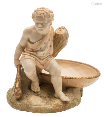 A Royal Worcester porcelain figural comport: allegorical of Australia and modelled after the