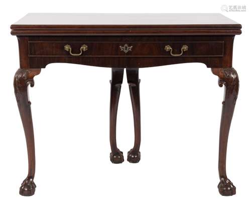 A fine George II carved mahogany rectangular tea table in the Chippendale taste:,