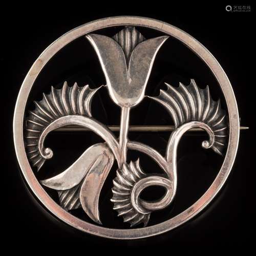 A silver 'George Tarratt' brooch: designed by Geoffrey G Bellamy,