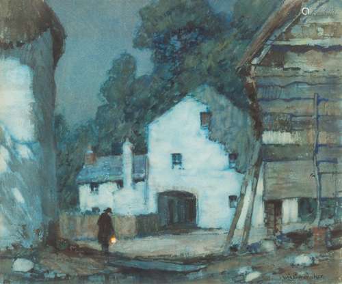 Albert Moulton Foweraker [1873-1942]- Moonlight, Old Mill, - Start Point,