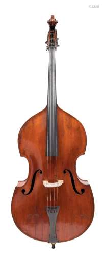 A 19th century German double bass circa 1880: with a two-piece swell back,
