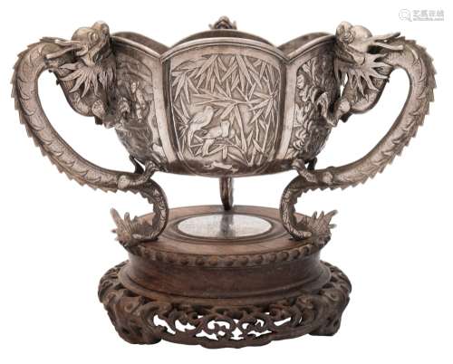 A Chinese silver bowl, maker Wang Hing & Co, Hong Kong: of lobed circular form,
