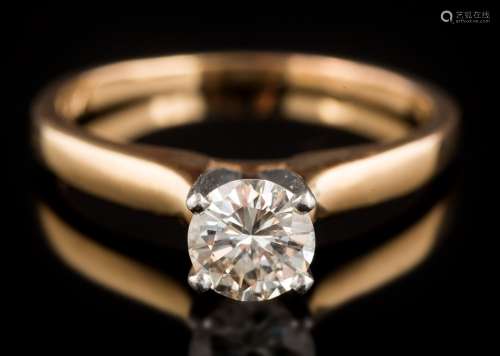 A diamond mounted single-stone ring: with circular brilliant-cut diamond approximately 0.