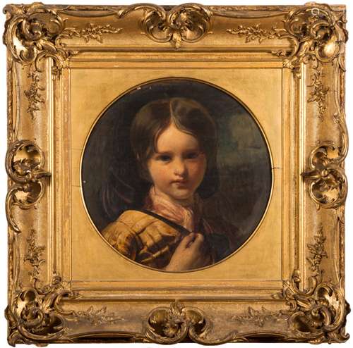 Circle of James Archer, 19th Century- A portrait of a young boy, bust-length,