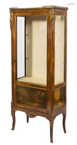 A late 19th/early 20th Century French rosewood, decorated and gilt metal mounted vitrine:,