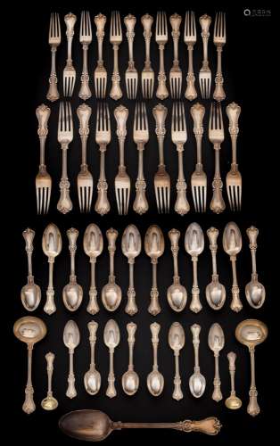 A Victorian silver Albert pattern part flatware service, maker Samuel Hayne & Dudley Carter, London,