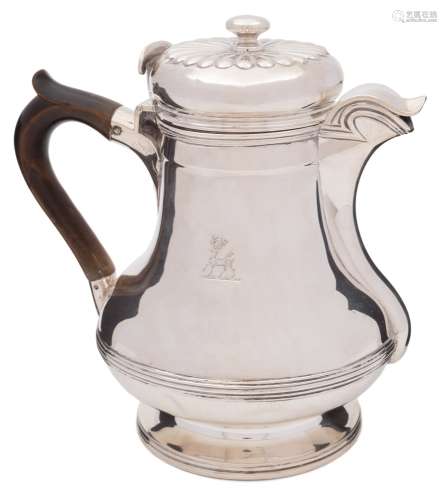 A George IV silver hot water jug,