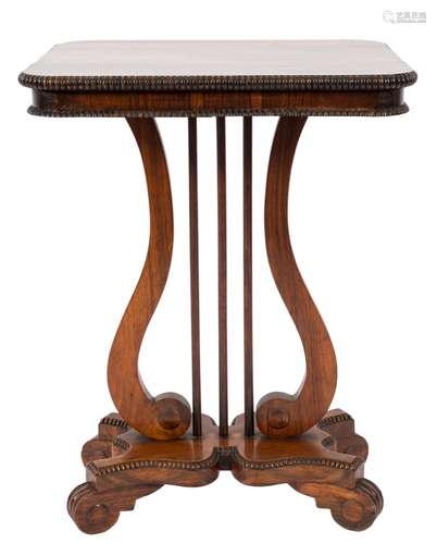 A Regency rosewood rectangular occasional table:,