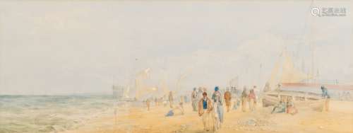 Charles Watson [19th/20th Century]- A beach scene; donkey rides and figures in the foreground,