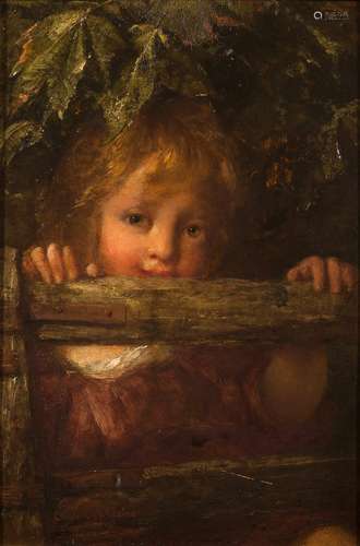 Edward John Cobbett [1815-1899]- No Trespass; a child at a stile,:- signed bottom left,