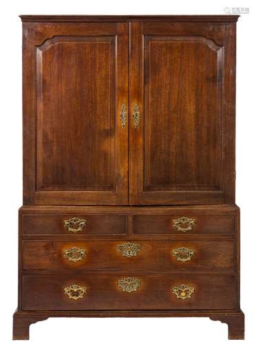 A George III mahogany linen press:,