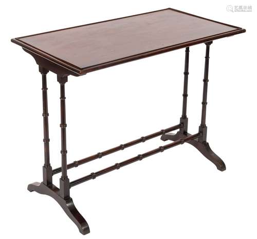 A Regency mahogany occasional table:, of rectangular outline, with a moulded edge,