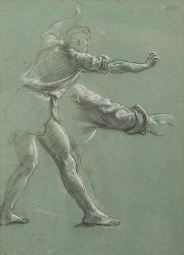 Edward John Poynter [1836-1919]- Study of a male figure with arms raised and a subsidiary study of