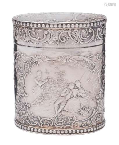 A continental silver jar and cover, bears import marks for John George Piddington, London,