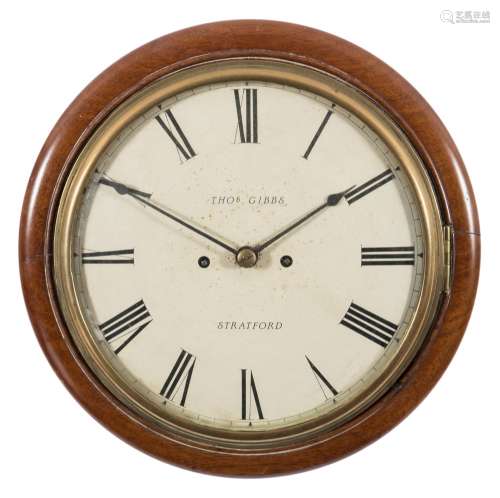 Thomas Gibbs, Stratford, a small striking fusee wall clock: the eight-day duration,