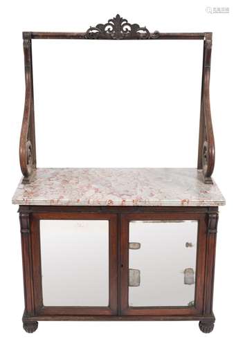 A Regency rosewood chiffonier/side cabinet:,