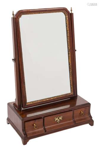 A George III mahogany swing frame platform toilet mirror:,