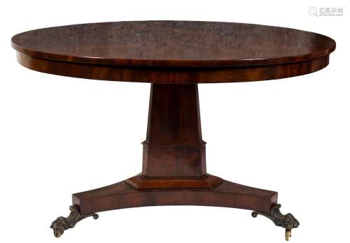 An early 19th Century mahogany circular breakfast table:,