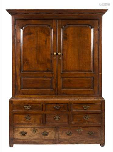 A mid 18th Century oak side cupboard:,