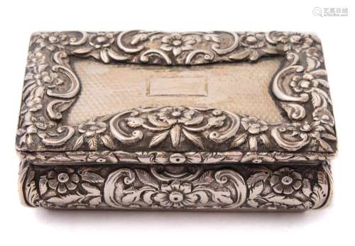 A William IV silver snuff box, maker Nathaniel Mills, Birmingham, 1832: of rectangular outline,