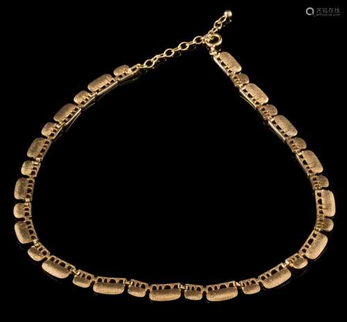 A 9ct gold textured-link necklace: of pierced design approximately 25.5gms gross weight.