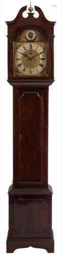 A late Victorian mahogany longcase clock: the eight-day duration movement having a dead-beat