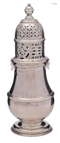 An Edward VIII Britannia silver sugar caster, maker D & J Wellby Ltd, London,